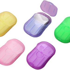 5 boxes portable hand soap flakes disposable paper soap mini scented slice sheets with storage box p 71.28